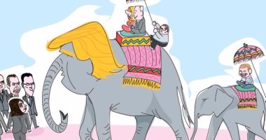 كايكاتير إسرائيلى ساخر: نتنياهو يركب الفيل "ترامب" لدخول البيت الأبيض