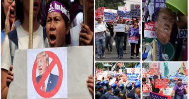 تظاهرات حاشدة قرب السفارة الأمريكية فى الفلبين ضد تنصيب ترامب