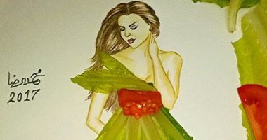 للخضار فوائد أخرى.. محمد يرسم أبرز النجوم بالخس والطماطم والشيكولاتة 