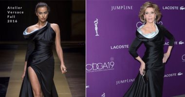 بالصور..مقارنة جين فوندا بعارضة أزياء بعد ارتدائها فستان "Atelier Versace"