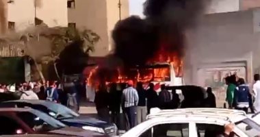 إخماد حريق اندلع فى سيارة على طريق القاهرة السويس 