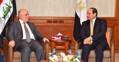 السيسى يستقبل رئيس الوزراء العراقى بمقر إقامته فى الأردن