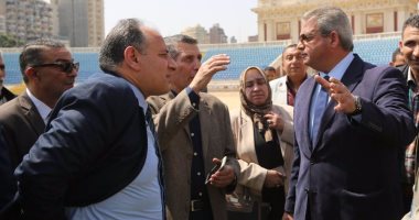 وزير الرياضة يتفقد أعمال تطوير استاد الإسكندرية ونادى الاتحاد