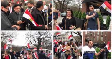 مصريون ينظمون وقفة تأييد أمام مقر إقامة الرئيس السيسى بواشنطن