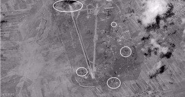 بالصور.. الجيش الأمريكى ينشر لقطات للقصف على مطار الشعيرات فى سوريا