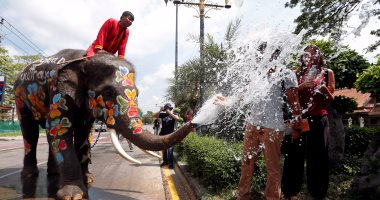 مهرجان رش الأفيال للمياه فى تايلاند