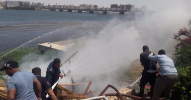 بالفيديو والصور.. السيطرة على حريق بـ"الهيش" على شاطئ نيل سوهاج دون إصابات