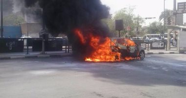 السيطرة على حريق بسيارة ملاكى ودراجة بخارية فى طهطا بسوهاج