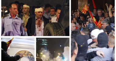 محتجون يقتحمون برلمان مقدونيا احتجاجا على انتخاب رئيس ألبانى للمجلس