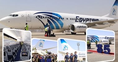 وزير الطيران يستقبل طائرة مصر للطيران الثالثة من طراز بوينج بمطار القاهرة