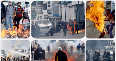 فنزويلا "على صفيح ساخن".. اشتباكات عنيفة بين الشرطة والمتظاهرين 