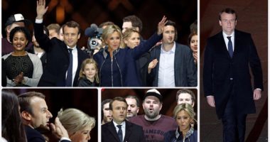 ماكرون وزوجته يحتفلان بفوزه فى انتخابات الرئاسة الفرنسية
