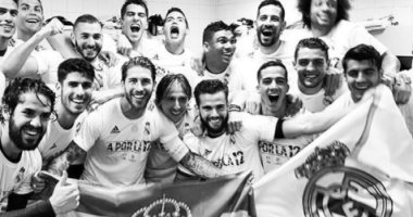 زيدان ينشر صورة لاحتفال لاعبى ريال مدريد من غرفة الملابس..ويؤكد: كارديف2017