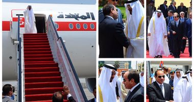 فيديو و صور.. الرئيس السيسى يستقبل ولى عهد أبو ظبى لدى وصوله مطار القاهرة