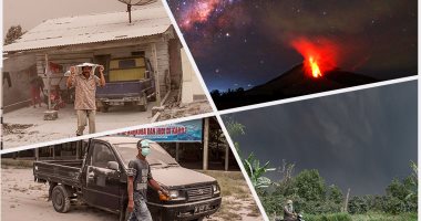آثار بركان إندونيسيا المتجدد منذ 2013 تغطى المنازل بالرماد الساخن