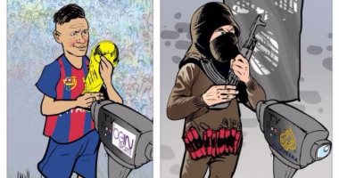"وجهان لقطر".. كاريكاتير يفضح تناقض السياسات الإعلامية للدوحة