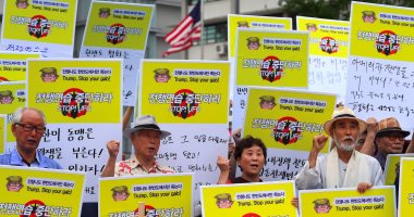 بالصور.. مظاهرات فى كوريا الجنوبية للتنديد بالتدريبات العسكرية مع أمريكا