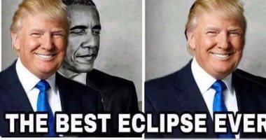 ترامب يستغل كسوف الشمس فى نشر صورة تسخر من أوباما