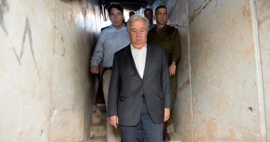 الأمين العام للأمم المتحدة يتجول فى نفق على حدود غزة