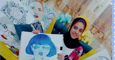 "رسامة الفرحة" تشارك "صحافة المواطن" لوحات بألوان إكريليك