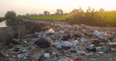 القمامة تحاصر الطريق الرئيسى لقرية ميت عدلان بالدقهلية