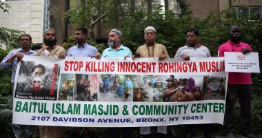 بالصور.. مسلمو أمريكا ينددون بالعنف ضد الروهينجا أمام مقر الأمم المتحدة