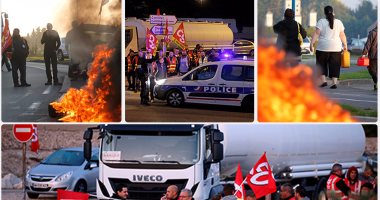 إضراب سائقى الشاحنات فى فرنسا احتجاجا على اصلاح قانون العمل