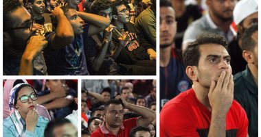 قلق وتوتر الجماهير  خلال متابعة مباراة مصر والكونغو