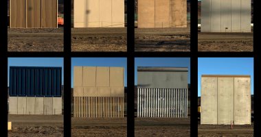 تثبيت كاميرات مراقبة على نماذج الجدار الحدودى الأمريكى مع المكسيك