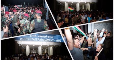 محتجون يقتحمون مبنى البرلمان الكردى 