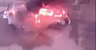 قارئة تشارك بفيديو لحريق أتوبيس رحلات بعزبة النخل دون إصابات