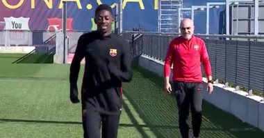 بالفيديو.. برشلونة يحتفل بعودة عثمان ديمبلى للتدريبات