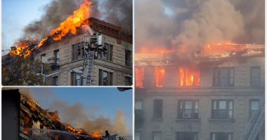 حريق هائل فى مبنى سكنى بنيويورك ورجال الإطفاء تحاول إخماد النيران