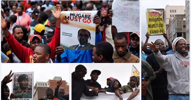 صور.. الآلاف يتظاهرون فى شوارع زيمبابوى للمطالبة بتنحى موجابى