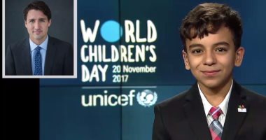 فيديو.. رئيس الوزراء الكندى يتحدث مع طفل سورى لاجئ باليوم العالمى للطفل