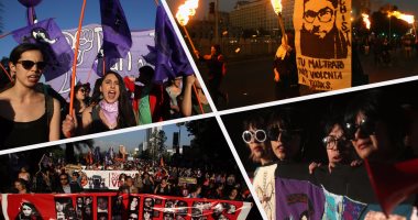 مسيرات نسائية فى تشيلى ليلة الاحتفال بيوم القضاء على العنف ضد المرأة