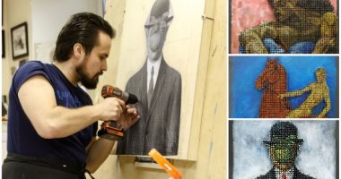 الفن اختلاف. .شاب يعيد رسم لوحات أشهر رسامى العالم بالمسامير 