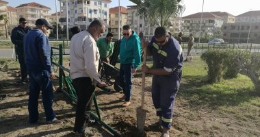 صور.. تنفيذ أعمال تطوير وتجميل وتنسيق الحدائق بمصيف رأس البر