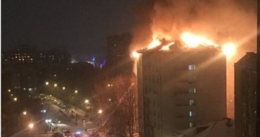 بالفيديو.. حريق ضخم فى مبنى سكنى بروسيا وإجلاء 130 شخصا