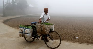 صور.. استمرار موجة الضباب الدخانى فى الهند مع إنعدام الرؤية