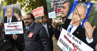 صور.. مظاهرات غاضبة فى نيودلهى ضد زيارة نتنياهو للهند