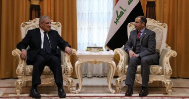 فيديو وصور.. رئيس برلمان العراق يؤكد لمحلب أهمية مشاركة مصر فى الإعمار