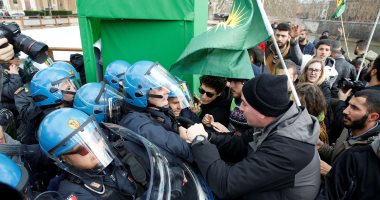 اشتباكات وإصابات فى روما احتجاجا على زيارة أردوغان إلى إيطاليا
