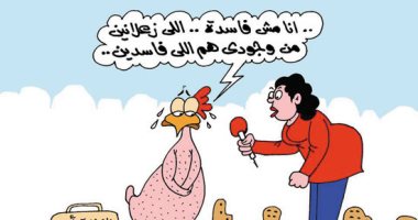 "الفرخة بـ15 جنيه واللى ما يشترى يتفرج".. بكاريكاتير اليوم السابع