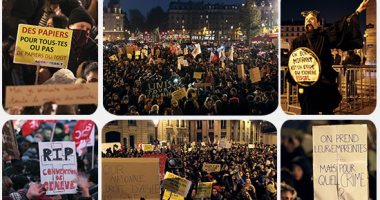 احتجاجات حاشدة فى باريس ضد مشروع قانون الهجرة الجديد 