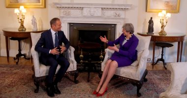 صور.. رئيسة حكومة بريطانية تلتقى رئيس المجلس الأوروبى لبحث "بريكست"