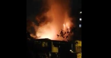 فيديو.. حريق فى نقطة إسعاف حى المعادى