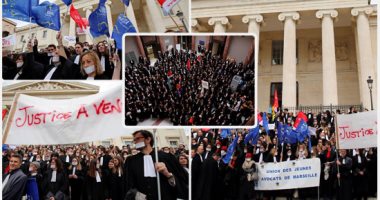مظاهرات المحامين فى فرنسا احتجاجا على مشروع قانون قضائى 