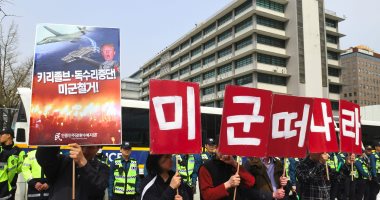 صور.. مظاهرات فى كوريا الجنوبية لوقف التدريبات العسكرية مع واشنطن