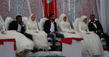 صور.. وفود عربية تشارك فى حفل زفاف 120 "عريس وعروسة" أيتام داخل دريم بارك